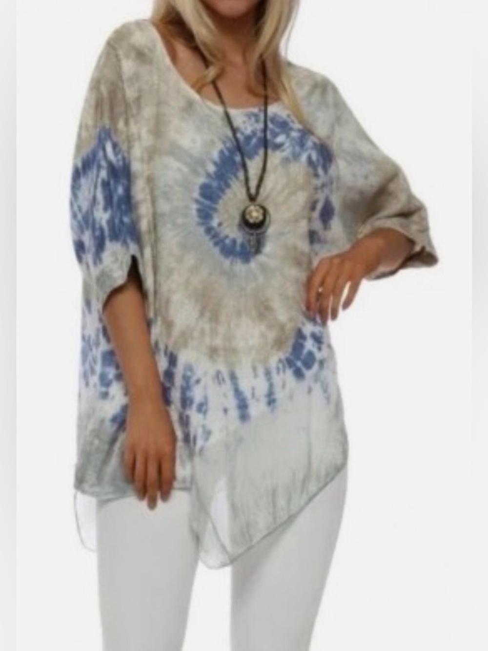Valentina Naldi Linen Tie Dye Asymmetrical Top Size 2X